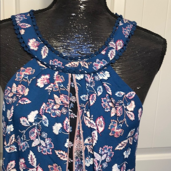 NWT Halter Blue peacock Dress Francescas Small - Picture 2 of 8